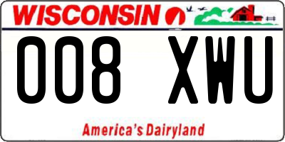 WI license plate 008XWU