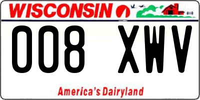 WI license plate 008XWV