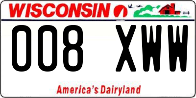 WI license plate 008XWW