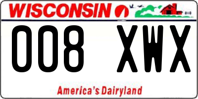 WI license plate 008XWX
