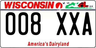 WI license plate 008XXA