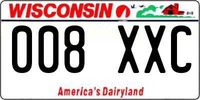 WI license plate 008XXC