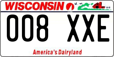 WI license plate 008XXE