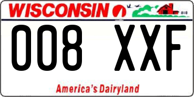 WI license plate 008XXF