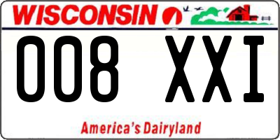 WI license plate 008XXI