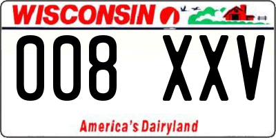 WI license plate 008XXV