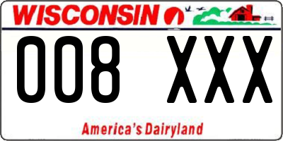 WI license plate 008XXX