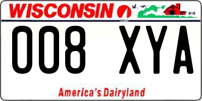 WI license plate 008XYA