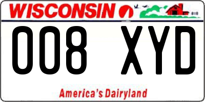 WI license plate 008XYD
