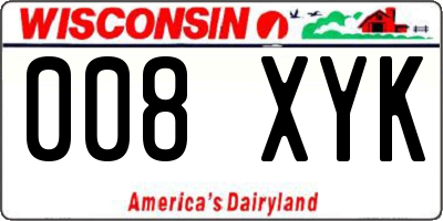WI license plate 008XYK