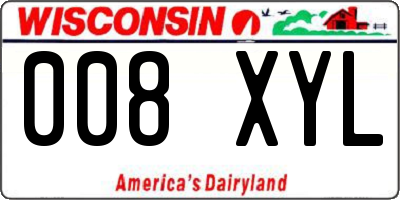 WI license plate 008XYL