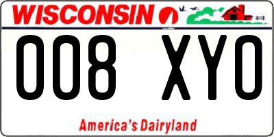WI license plate 008XYO