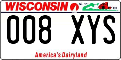 WI license plate 008XYS