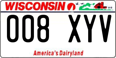 WI license plate 008XYV