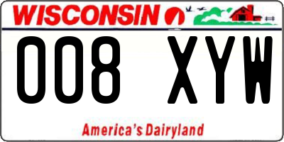WI license plate 008XYW