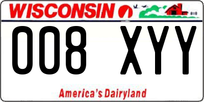 WI license plate 008XYY