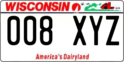 WI license plate 008XYZ