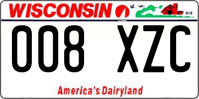 WI license plate 008XZC