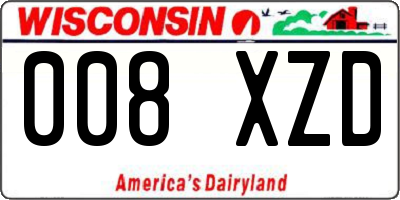 WI license plate 008XZD