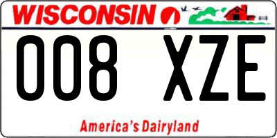 WI license plate 008XZE