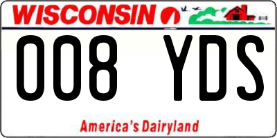 WI license plate 008YDS