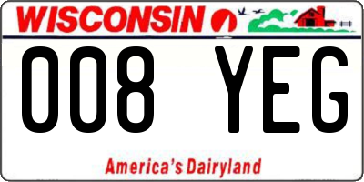 WI license plate 008YEG