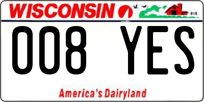 WI license plate 008YES