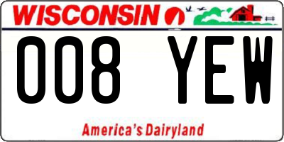 WI license plate 008YEW