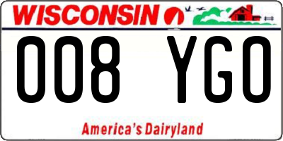WI license plate 008YGO