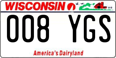 WI license plate 008YGS