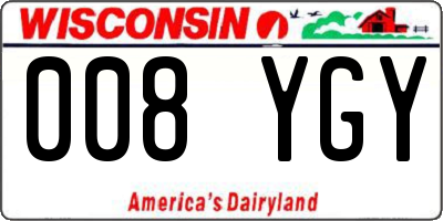 WI license plate 008YGY