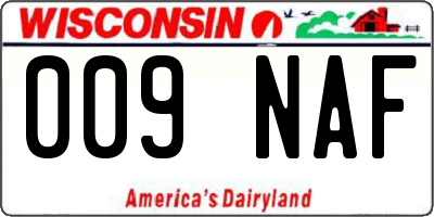 WI license plate 009NAF