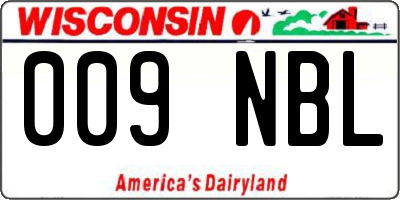 WI license plate 009NBL