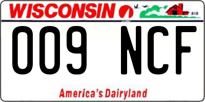 WI license plate 009NCF