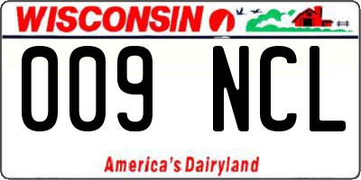 WI license plate 009NCL