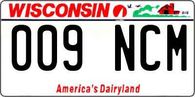 WI license plate 009NCM