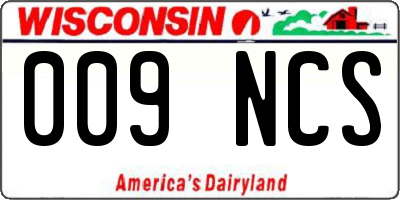 WI license plate 009NCS