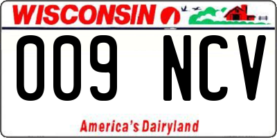 WI license plate 009NCV