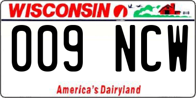 WI license plate 009NCW