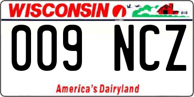 WI license plate 009NCZ