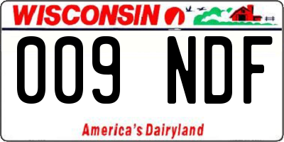 WI license plate 009NDF