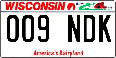 WI license plate 009NDK