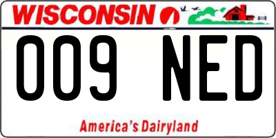 WI license plate 009NED