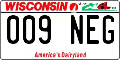 WI license plate 009NEG