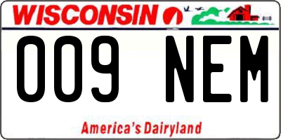 WI license plate 009NEM