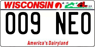 WI license plate 009NEO