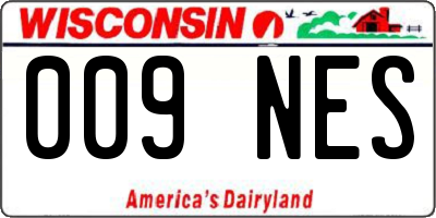WI license plate 009NES