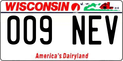 WI license plate 009NEV