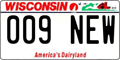 WI license plate 009NEW