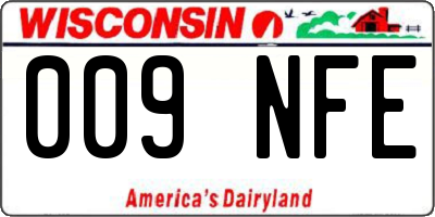 WI license plate 009NFE